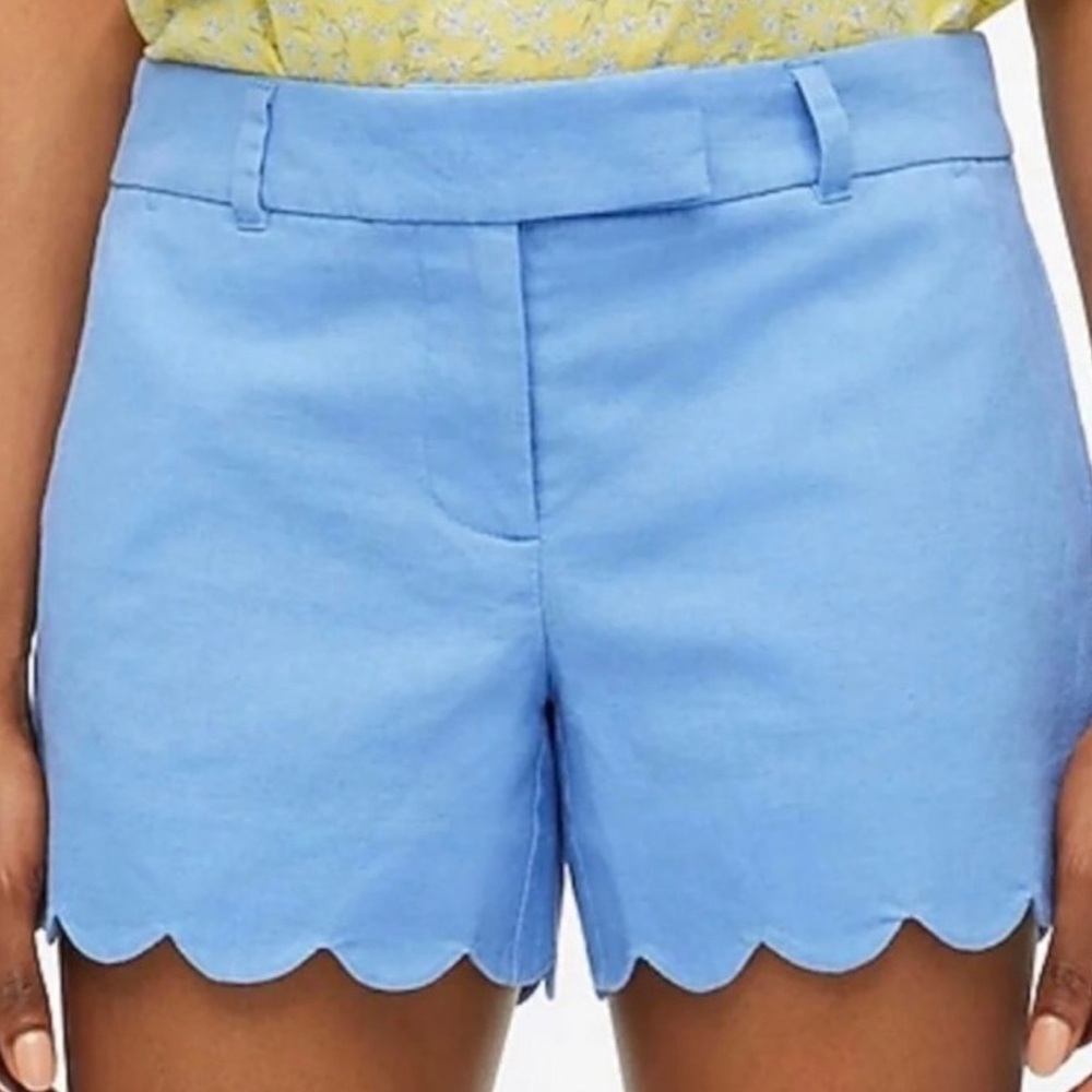 J. Crew Light Blue Scalloped High Waist Shorts